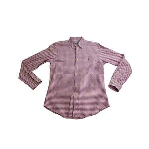 Ralph Lauren - Mens Slim Fit Gingham Stretch Oxford Button Plaid Shirt - Size M